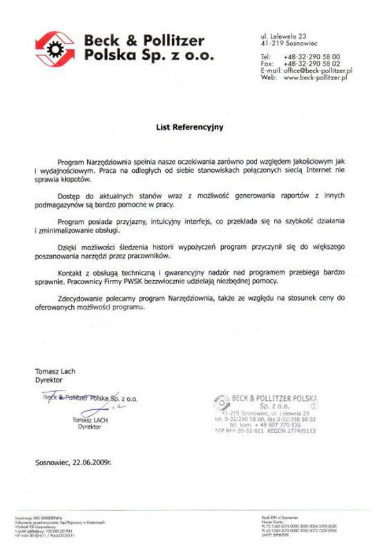 rekomendacja Beck-Pollitzer