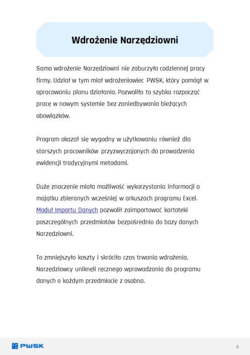 wdrożenie systemu narzędziownia