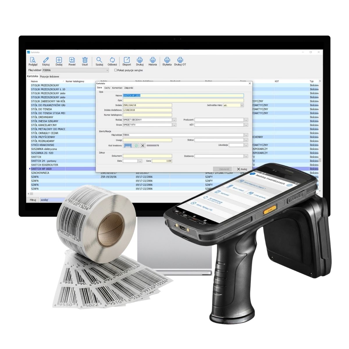 Zestawy do inwentaryzacji z kolektorem danych i czytnikiem kodów kreskowych - obrazek 2