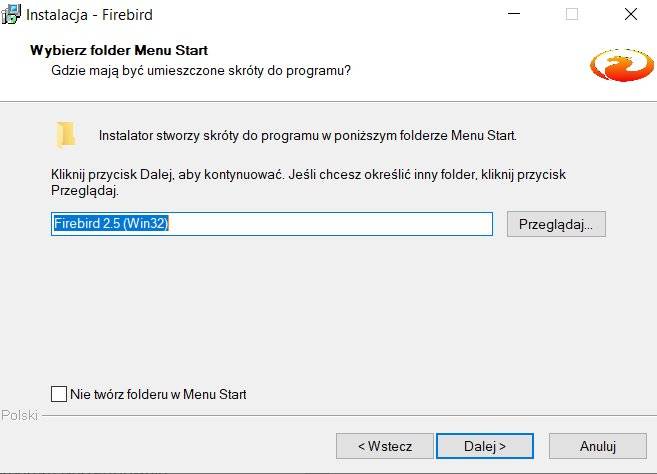 Wybór folderu instalacji Firebird