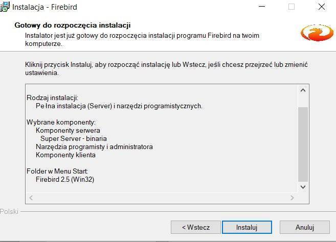 Instalacja programu Firebird