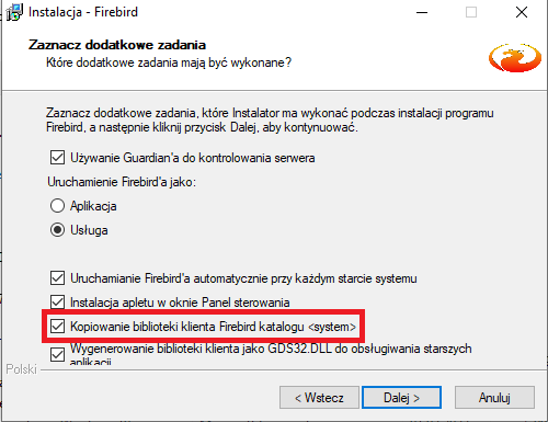 Kopiowanie biblioteki firebird
