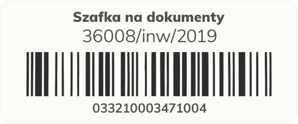 Etykieta z kodem kreskowym do oznaczenia majątki i inwentaryzacji