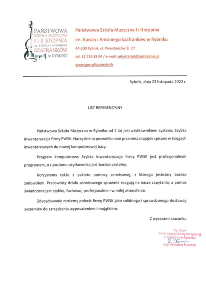 państwowa szkoła muzyczna w rybniku