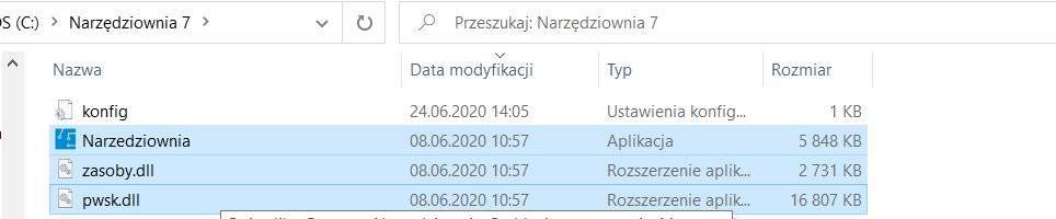 Przenoszenie plików programów PWSK